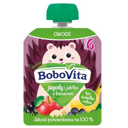 BoboVita Mus jagody jabłk, banan po 6 miesiącu,
