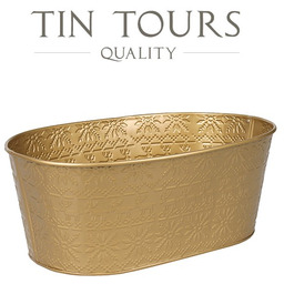 OWALNY ZŁOTY METALOWY KOSZYK W RENIFERY 30x20x12 cm