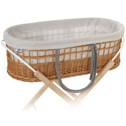 Kosz Mojżesza Boho Wiklinowy Z Wyściółką Muślinową -