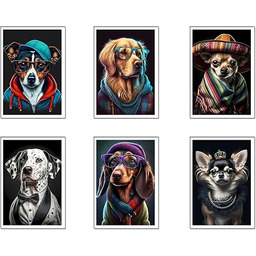 DKORARTE Zestaw 6 drewnianych obrazów do dekoracji salonu,