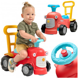 Maurice Traktorek Jeździk Czerwony Pchacz Odpychacz Schowek