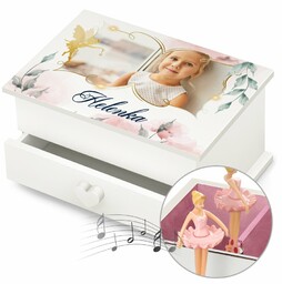 Szkatułka na biżuterię z pozytywką i szufladką ze