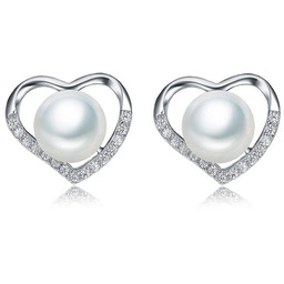 Srebrne Kolczyki Serduszka z Perłami