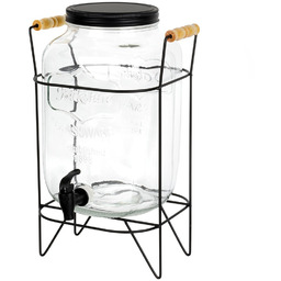 Słój do napojów z kranikiem i stojakiem czarny