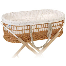 Kosz Mojżesza Boho Wiklinowy Z Wyściółką Bawełnianą -