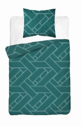 Detexpol Pościel satynowa 140x200 turkusowa geometria 4911 A