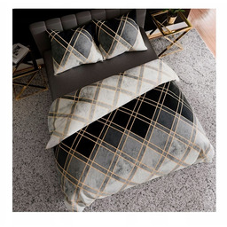 Pościel satynowa 160x200 Cindera szaro-czarna