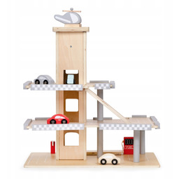 Duży drewniany tor garaż parking z windą autka