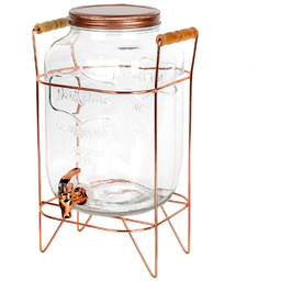 Słój do napojów z kranikiem i stojakiem złoty