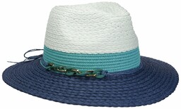 Kapelusz Słomkowy Tricolour Traveller, ciemnoniebieski, cm