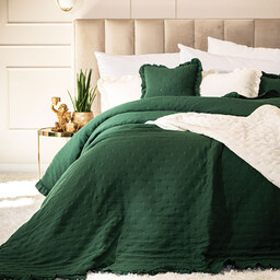 Markizeta Narzuta dekoracyjna z falbaną 170x210 019 zielona