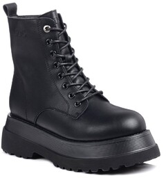 Buty zimowe botki damskie workery ocieplane czarne Goe
