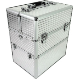 Kuferek kosmetyczny duży 3 poziomy srebrny