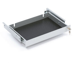 Zamykana szuflada na laptop, 490x305x60 mm, szary aluminium