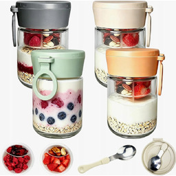 SŁOIK 4 SZTUKI NA JOGURT MUSLI 480ML