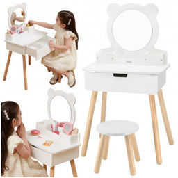 VIGA Duża Toaletka Drewniana Biała z Lustrem