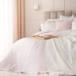 Markizeta Narzuta dekoracyjna z falbaną 200x220 015 różowa