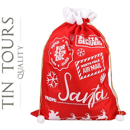 WOREK PREZENTOWY FROM SANTA CZERWONY PLUSZ 70X50 cm