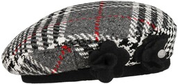 Beret Baskijski Wełniany Classic Check by Lierys, szaro-czarny,