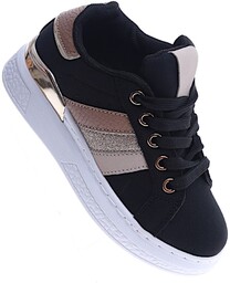 Sznurowane czarne dziewczęce sneakersy