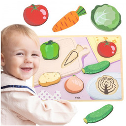 Puzzle Viga Drewniane Układanka Montessori 2w1 Figurki Warzywa