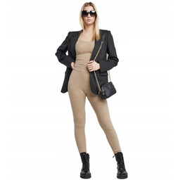 GUESS LEGGINSY OCIEPLANE BEŻOWE WYSOKI STAN CAMEL L