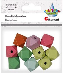 Koraliki drewniane kolorowe 15mm 10szt Titanum TI484120-30298