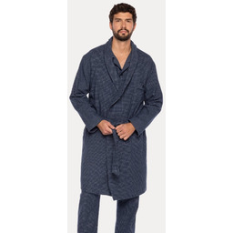 Męski flanelowy szlafrok JAVIER L Ciemnoniebieski