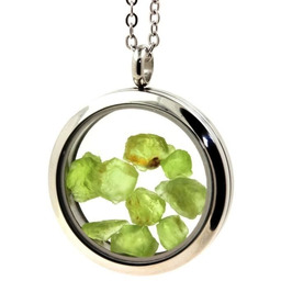 Naszyjnik z surowego oliwinu - ABIJOUX - Medalion