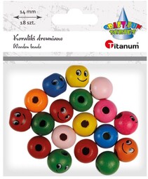 Koraliki drewniane kolorowe Buźki 14mm 18szt Titanum TI484114-30205