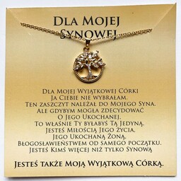 Naszyjnik z dedykacją dla Synowej od Teściowej złoty