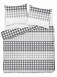 Detexpol Pościel satynowa 220x200 szara kratka 4914 A