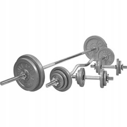Zestaw 105 kg: 2 sztangi 2 hantle żeliwo