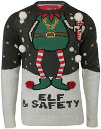 Sweter Świąteczny z Elfem, Śmieszny, Na Prezent, Pompony,