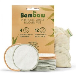 Wielorazowe Płatki, Waciki Kosmetyczne Bambusowo-Bawełniane, Bambaw