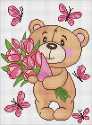 Diamentowa mozaika - Uroczy pluszowy miś 30x40cm -