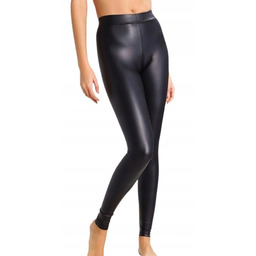 PIECES LEGGINSY DAMSKIE CZARNE DŁUGIE IMITACJA SKÓRY S/M