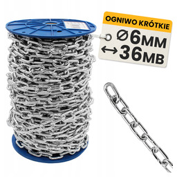 Łańcuch gospodarczy 6mm Krótkie Ogniwo 36m ocynkowany stalowy