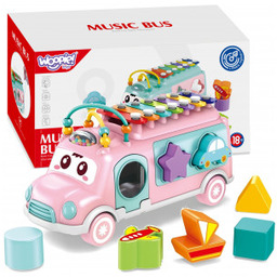 Samochodzik Muzyczny Sorter z Cymbałkami Różowy Woopie Baby