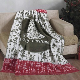 Darymex Koc bawełniany akrylowy 150x200 Świąteczny zielony biały