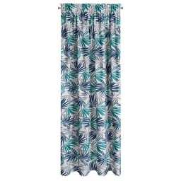 Design 91 Zasłona 140x270 Elina biała turkusowa liście