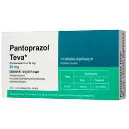 Pantoprazol Teva 20 mg, 14 tabletek dojelitowych