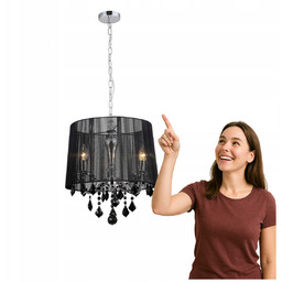 Lampa zawieszana glamour Cornelia Italux chrom i czarny
