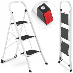 Drabina stalowa składana 3-stopniowa biała lekka, kompaktowa biała