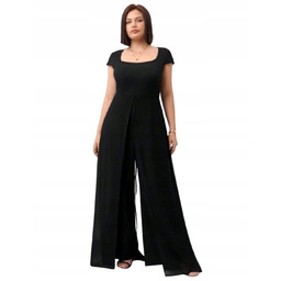 SHEIN PLUS SIZE CZARNY KOMBINEZON DAMSKI ELEGANCKI GŁADKI