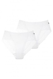 Bawełniano-koronkowe gładkie figi damskie (2 pack) LPC 142