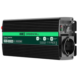 GREENCELL Przetwornica 24V na 230V 500W/1000W Czysta sinusoida