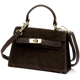 Skórzana Zamszowa damska mała listonoszka torebka na ramię