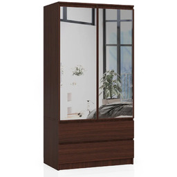 Edinos Klasyczna szafa na ubrania z lustrem wenge