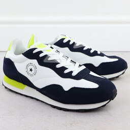 Skórzane półbuty sportowe męskie sneakersy biało-granatowe Big Star